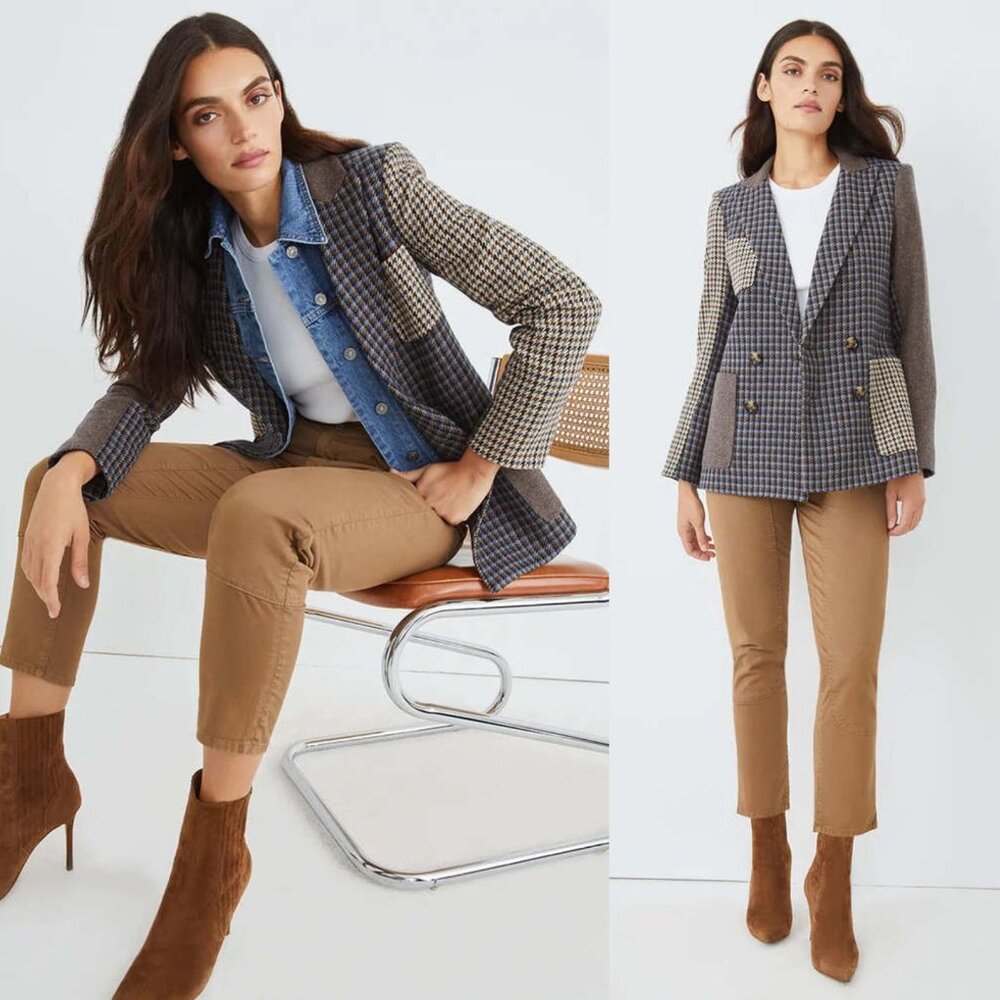 Veronica Beard Faustine Blazer Houndstooth Blue M… - image 3